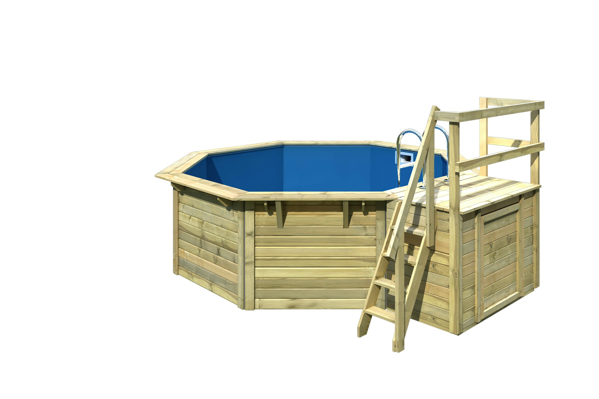 Karibu Pool Modell X1 400 x 400 cm mit Terrasse - kesseldruckimprägniert mit Metallecken