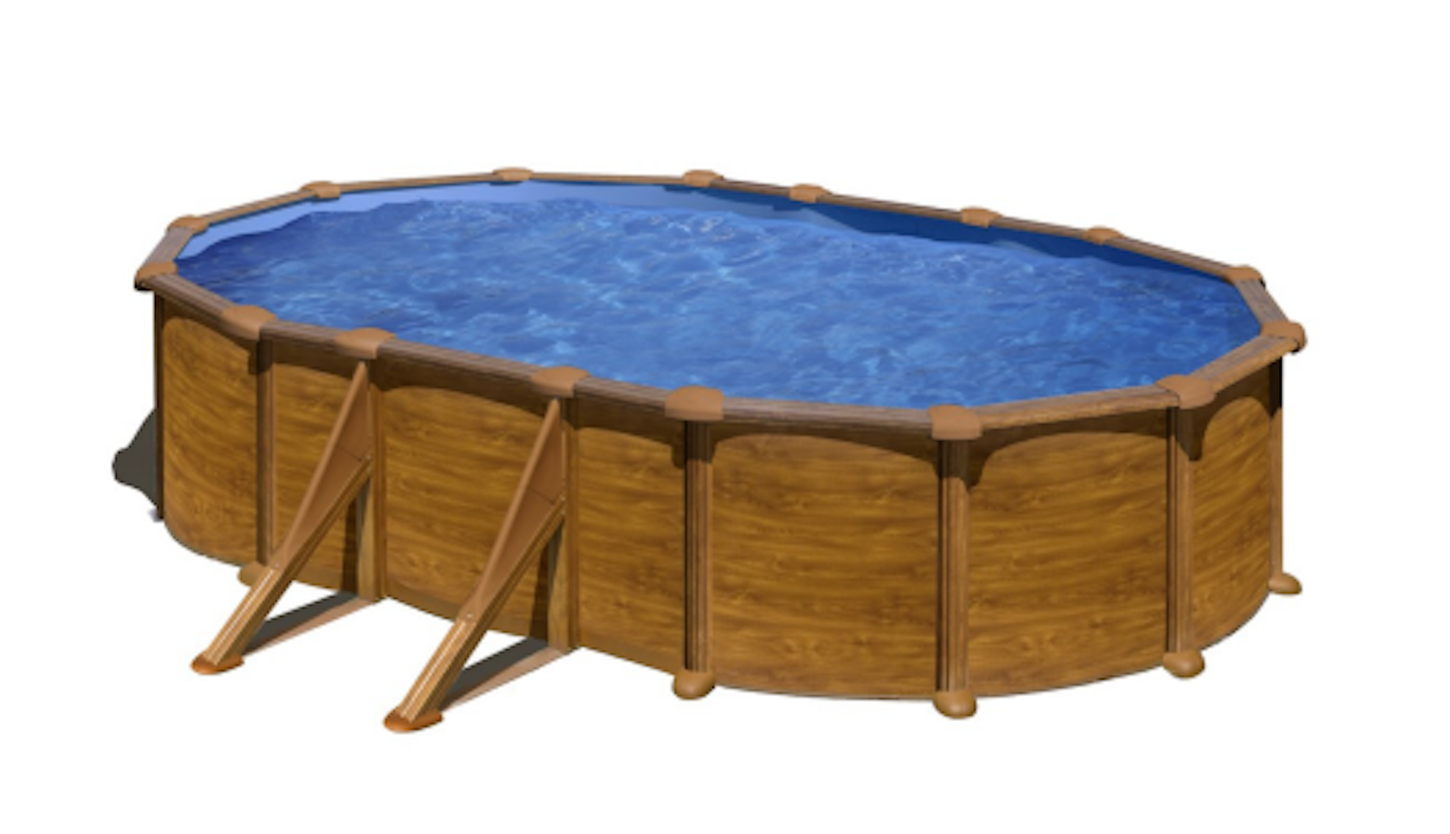myPOOL Swimming Pool Poolset Feeling Holzoptik - Ovalform mit Stahlwandbecken Höhe 1