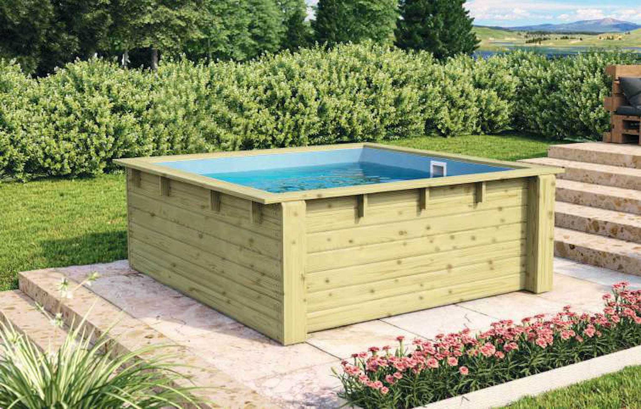 Karibu Minipool - 220 x 220 cm - kesseldruckimprägniert