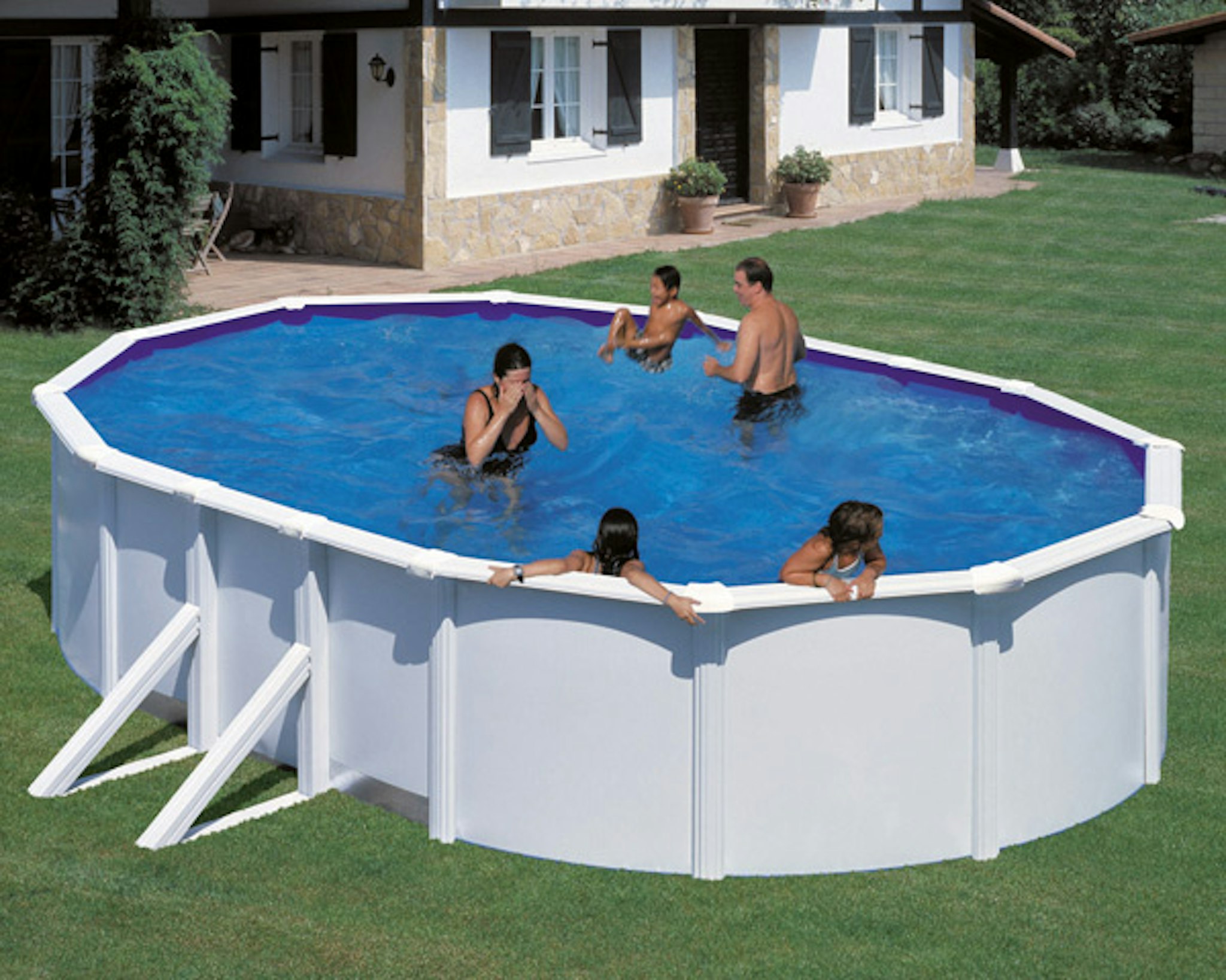 myPOOL Swimming Pool Poolset Feeling Weiß - Ovalform mit Stahlwandbecken Höhe 1