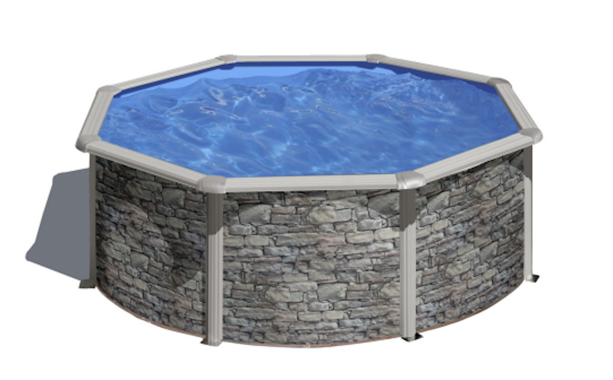 myPOOL Swimming Pool Poolset Feeling Steinoptik - Rund mit Stahlwandbecken Höhe 1